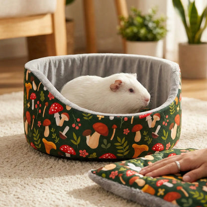 Hamster Cage Habitat Hamster Supplies Hamster Cage Small Animal round Hug Cup Hideout Bed - Bowl-Shaped Outdoor Habitat with Removable Machine-Washable Pad, Suction Cup Pad, Hamster Cage Accessories for Hamsters Guinea Pig Bed Guinea Pig House