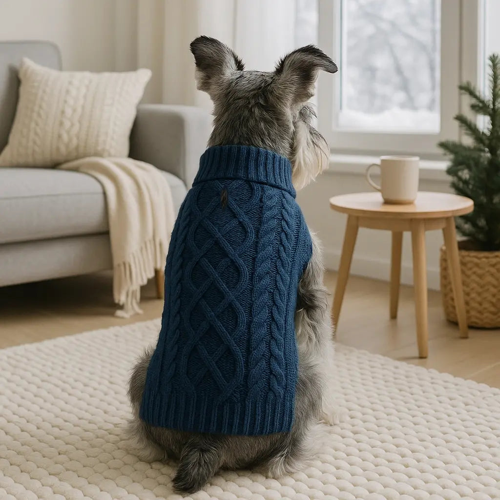Classic Cable Knit Turtleneck Dog Sweater, Puppy Sweater, Winter Warm Pet Clothes for Small to Medium Dogs & Cats, Soft and Comfortable Pet Clothing #GLOBAL PICKS