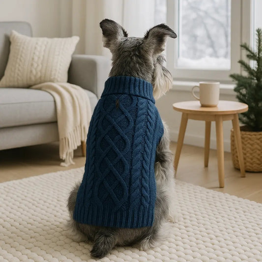 Classic Cable Knit Turtleneck Dog Sweater, Puppy Sweater, Winter Warm Pet Clothes for Small to Medium Dogs & Cats, Soft and Comfortable Pet Clothing #GLOBAL PICKS