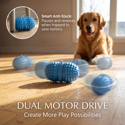 Interactive Automatic Dog Ball Toy – Dual Motors, Voice Recording, Motion Activation, Rope | Rechargeable & Water-Resistant for Small to Medium Dogs