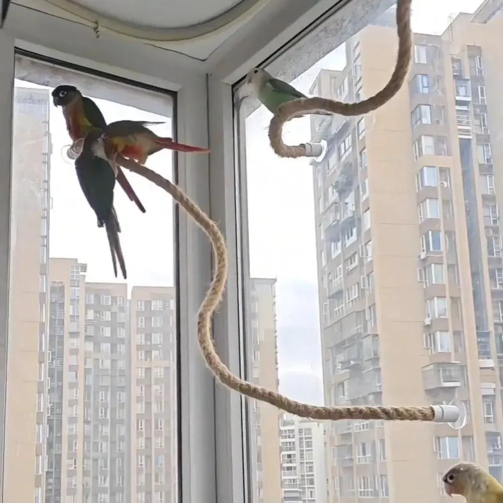 Flexible Bird Perch Rope with Suction Cup, DIY Adjustable Bird Cage Stand, Non-Slip Comfort Grip, Stable Climbing Rope for Birds