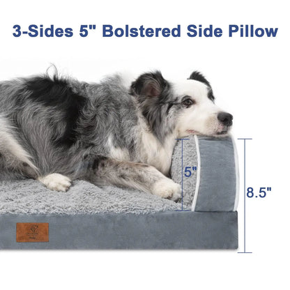 Dog Beds for Large Dogs, Washable Dog Bed Sofa with Removable Cover, Waterproof Dog Bed Couch with Nonslip Bottom, High Bolster Dog Bed, Orthopedic Dog Bed