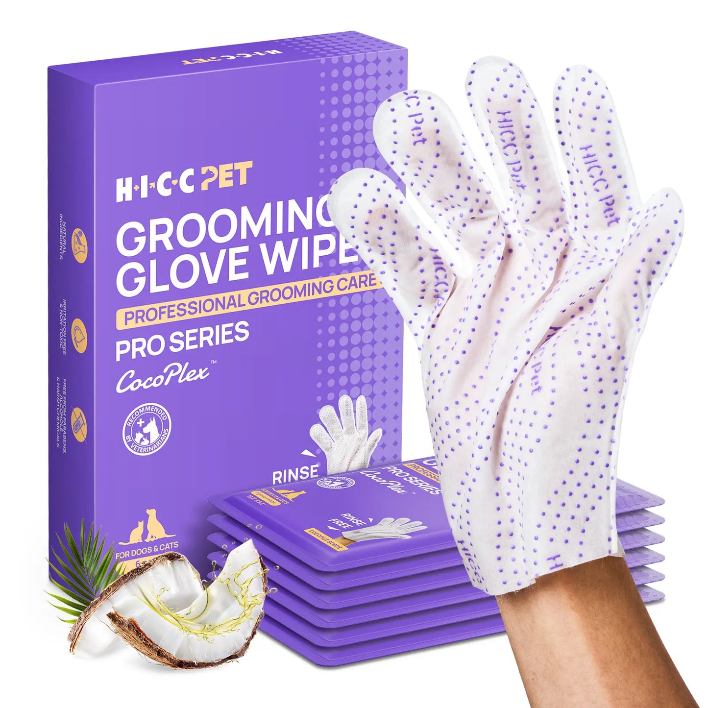 【Dealsforyoudays】Hicc PET Disposable Dog Grooming Wipes (20Pcs) - Natural, Hypoallergenic, No-Rinse Mess-Free Grooming Wipes with Fermented Oils for Hair Removal, Sticky Hair Control, Deodorizing, Skin Moisture, Paw Care, Outdoor Use Summerwins