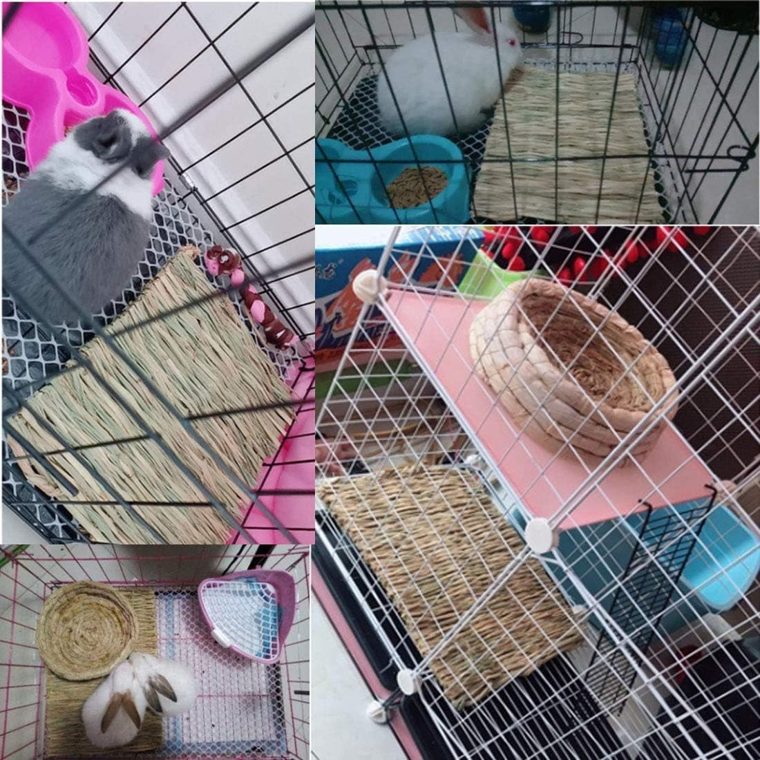 Natural Woven Grass Mat for Small Pets - Bedding for Rabbits, Guinea Pigs, Hamsters, Chinchillas and Other Small Animals (12 Pack)