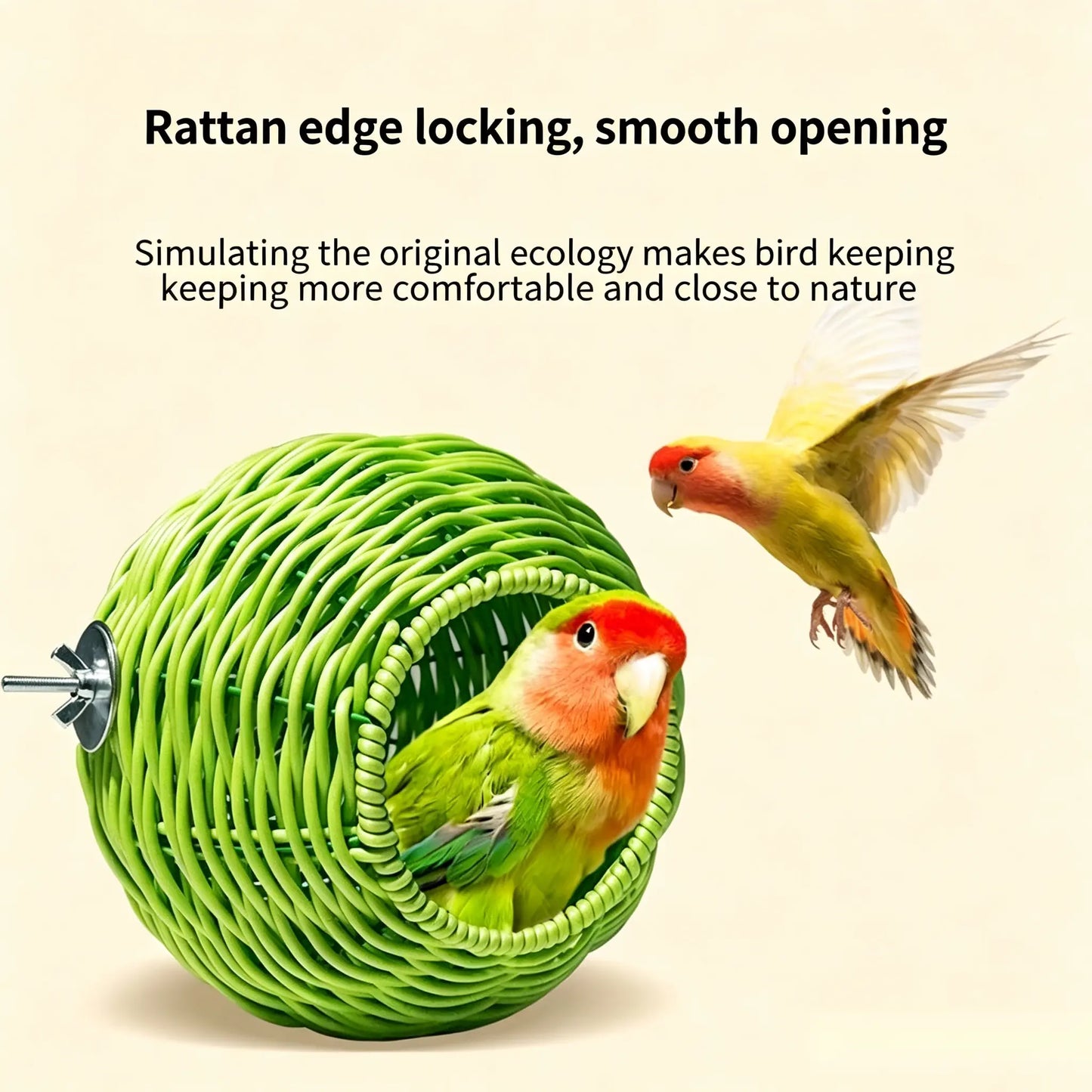 Premium Handcrafted Bird Nest for Cages - Imitation Rattan Parrot Bed and Breeding Box - Breathable, Durable, Bite-Resistant, and Easy to Clean
