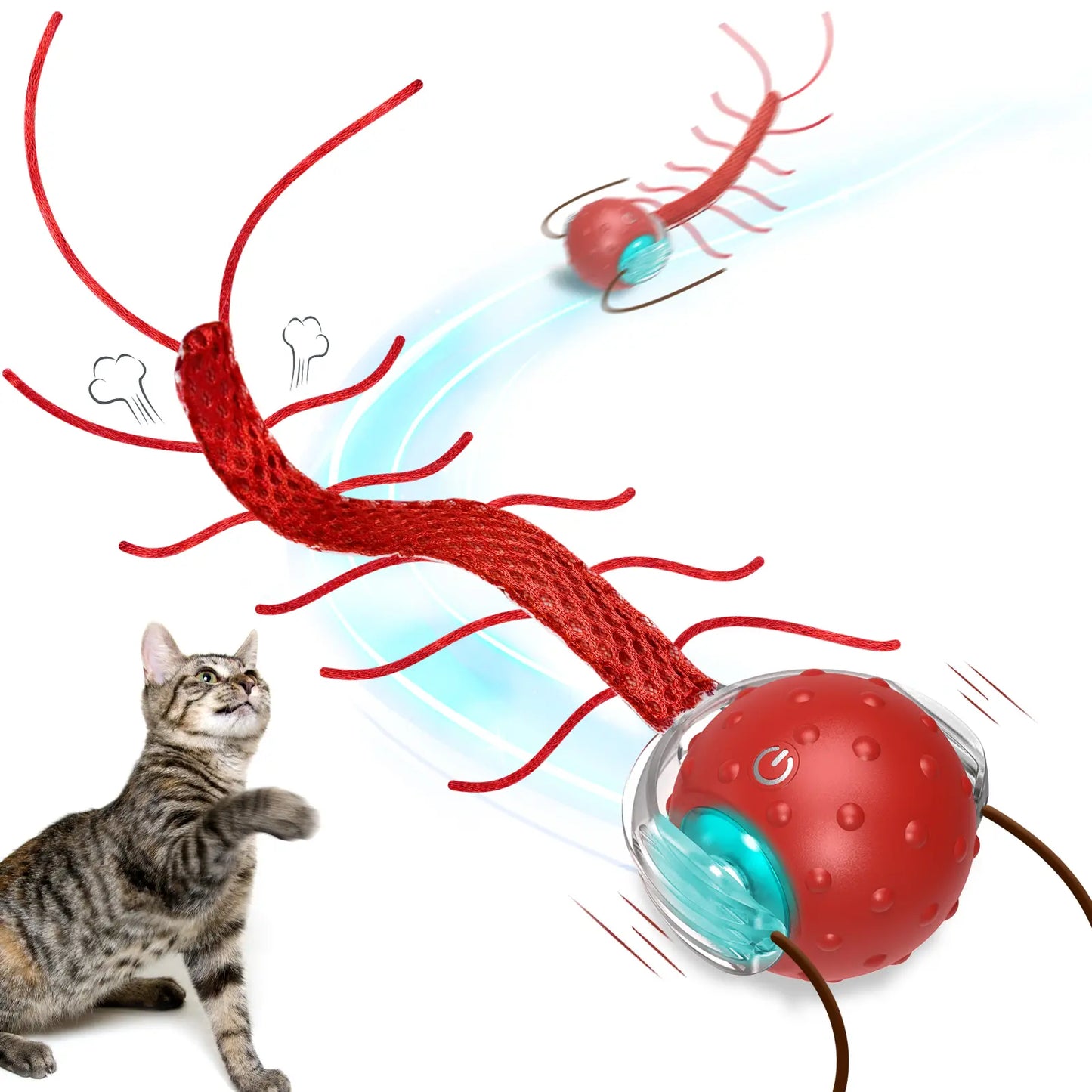 Motorized Interactive Cat Toy - Chirping Sound with Centipede-Style Movement for Indoor Play on Rugs and Carpets