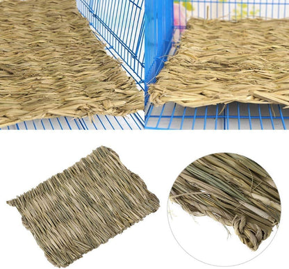 Natural Woven Grass Mat for Small Pets - Bedding for Rabbits, Guinea Pigs, Hamsters, Chinchillas and Other Small Animals (12 Pack)