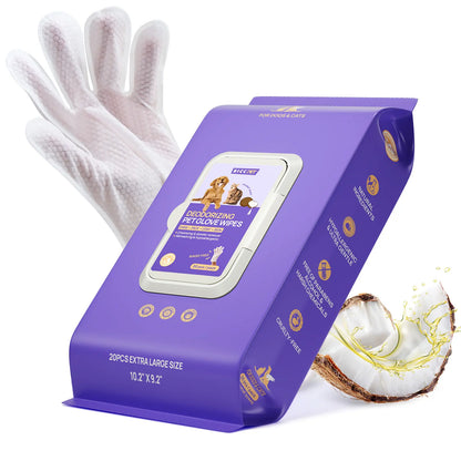 【Dealsforyoudays】Hicc PET Disposable Dog Grooming Wipes (20Pcs) - Natural, Hypoallergenic, No-Rinse Mess-Free Grooming Wipes with Fermented Oils for Hair Removal, Sticky Hair Control, Deodorizing, Skin Moisture, Paw Care, Outdoor Use Summerwins