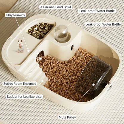 Panoramic Hamster Cage Set, Proper Hamster Cages, Hamster Enclosure, Breathable Design, Includes Running Wheel and Water Bottle, Detachable and Easy to Clean, Hamster Cage Habitat