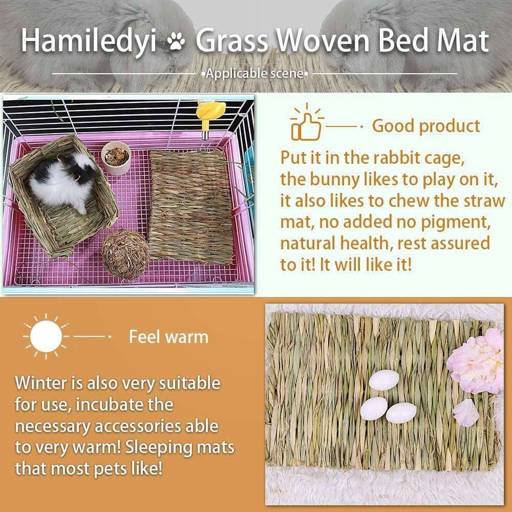 Natural Woven Grass Mat for Small Pets - Bedding for Rabbits, Guinea Pigs, Hamsters, Chinchillas and Other Small Animals (12 Pack)
