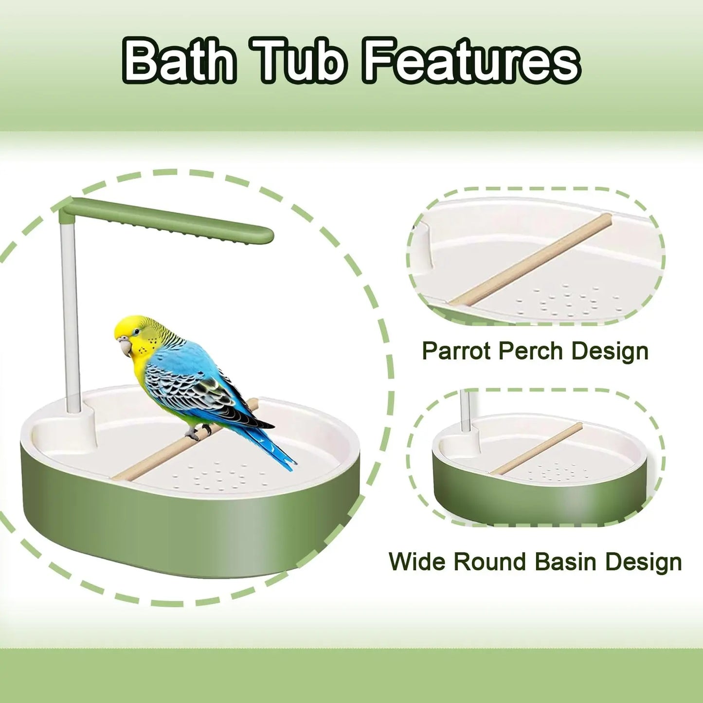 Parrot Shower, Automatic Parakeet Bird Bath with Pump, Large Bird Shower Fountain, Bird Bath for Parakeets, Conures and Other Pet Birds, Grooming, Bird Supplies
