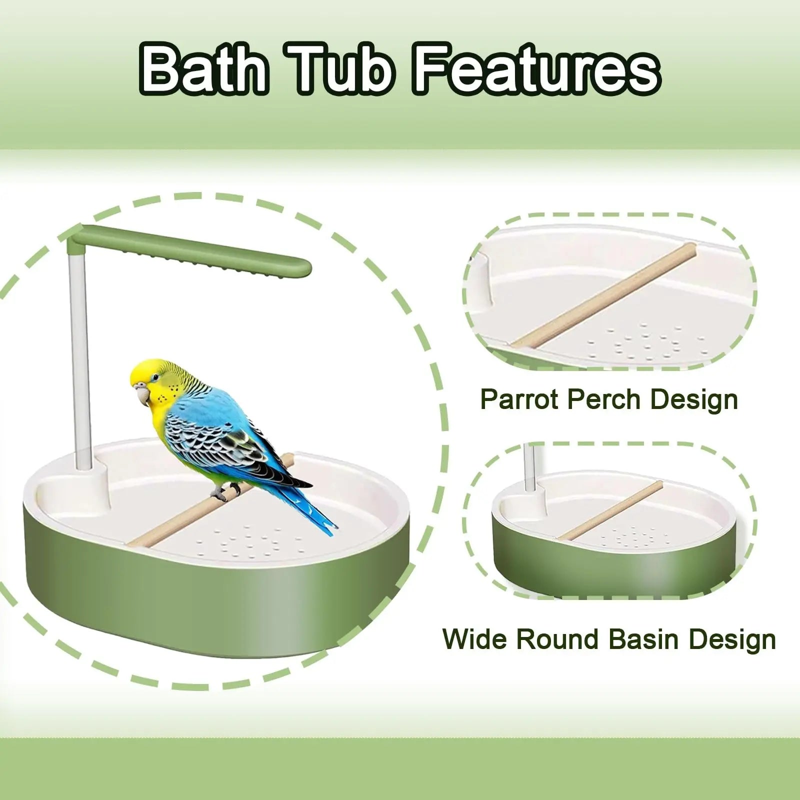 Parrot Shower, Automatic Parakeet Bird Bath with Pump, Large Bird Shower Fountain, Bird Bath for Parakeets, Conures and Other Pet Birds, Grooming, Bird Supplies