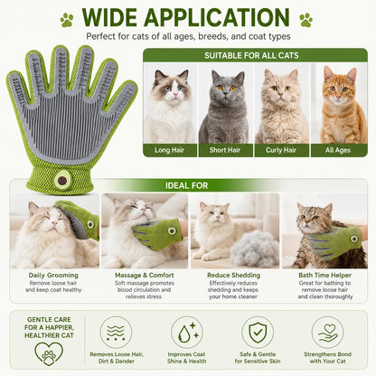 Soft Silicone Grooming Glove for Cats and Dogs - Deshedding Tool with Massage Nodes for Loose Fur Removal