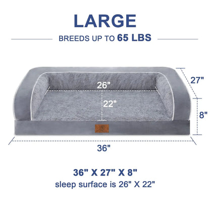 Dog Beds for Large Dogs, Washable Dog Bed Sofa with Removable Cover, Waterproof Dog Bed Couch with Nonslip Bottom, High Bolster Dog Bed, Orthopedic Dog Bed