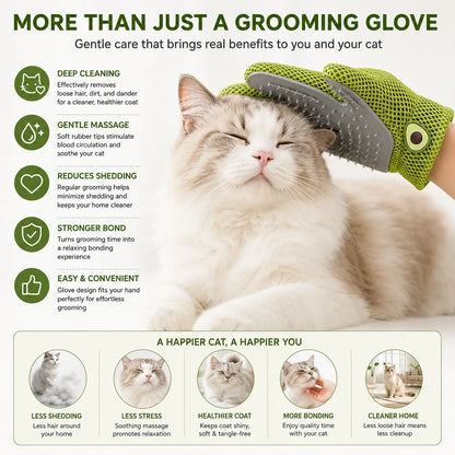 Soft Silicone Grooming Glove for Cats and Dogs - Deshedding Tool with Massage Nodes for Loose Fur Removal