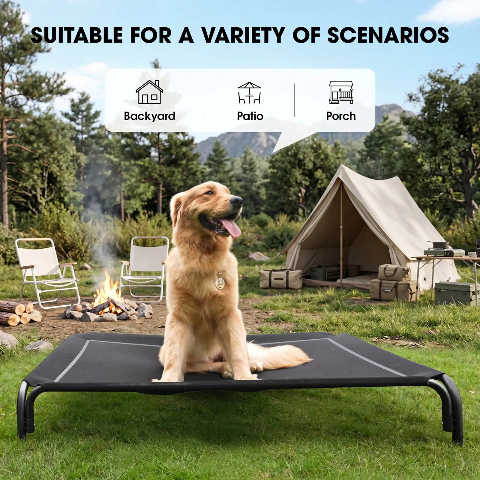 【Dealsforyoudays】 Elevated Dog Bed for Large Dogs, Cooling Pet Cot with Breathable Mesh & Durable Frame, Easy to Clean Raised Pet Mats for Indoor & Outdoor Home Summervibes Petlovers Outdoorfun Summerwins
