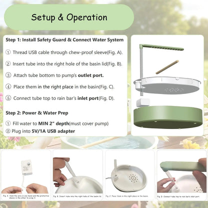 Parrot Shower, Automatic Parakeet Bird Bath with Pump, Large Bird Shower Fountain, Bird Bath for Parakeets, Conures and Other Pet Birds, Grooming, Bird Supplies