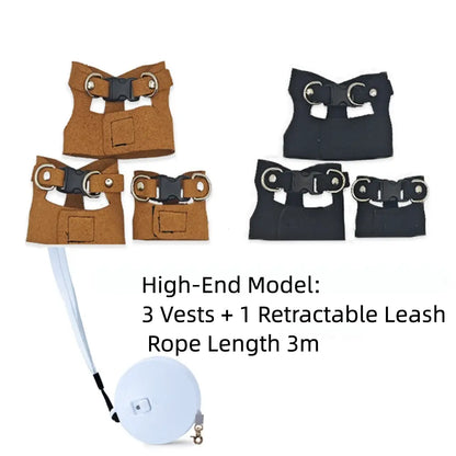 Reptile Harness & Leash Set - 3-Size Pack, Adjustable Soft Microfiber Suede Leather with Hook and Loop Design, Standard & High-End Models, Large No-Pull Full Protection Outdoor Universal Harness & Leads for Bearded Dragon Training